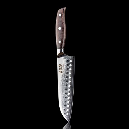 Gudaro - Santoku-køkkenkniv SHIRO i damaskusstål 7, 67-lags, længde 17,5 cm