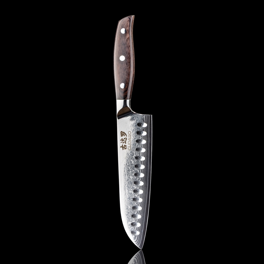 Gudaro - Santoku-køkkenkniv SHIRO i damaskusstål 7, 67-lags, længde 17,5 cm