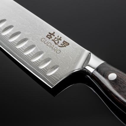 Gudaro - Santoku-køkkenkniv SHIRO i damaskusstål 7, 67-lags, længde 17,5 cm