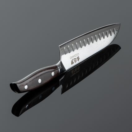 Gudaro - Santoku-køkkenkniv SHIRO i damaskusstål 7, 67-lags, længde 17,5 cm