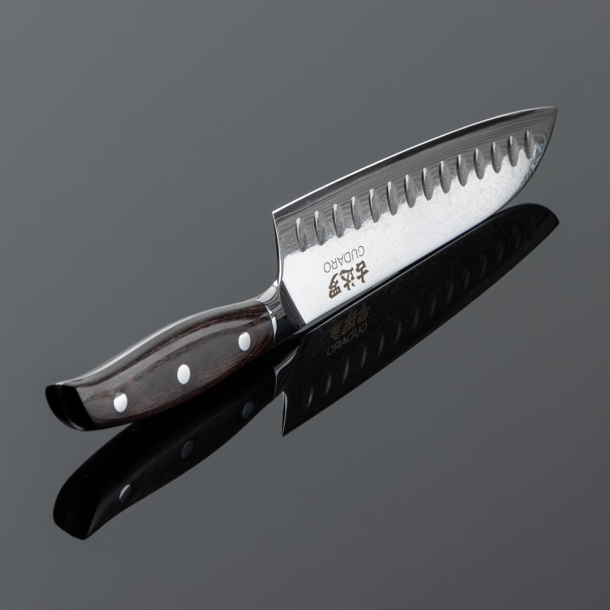 Gudaro - Santoku-køkkenkniv SHIRO i damaskusstål 7, 67-lags, længde 17,5 cm