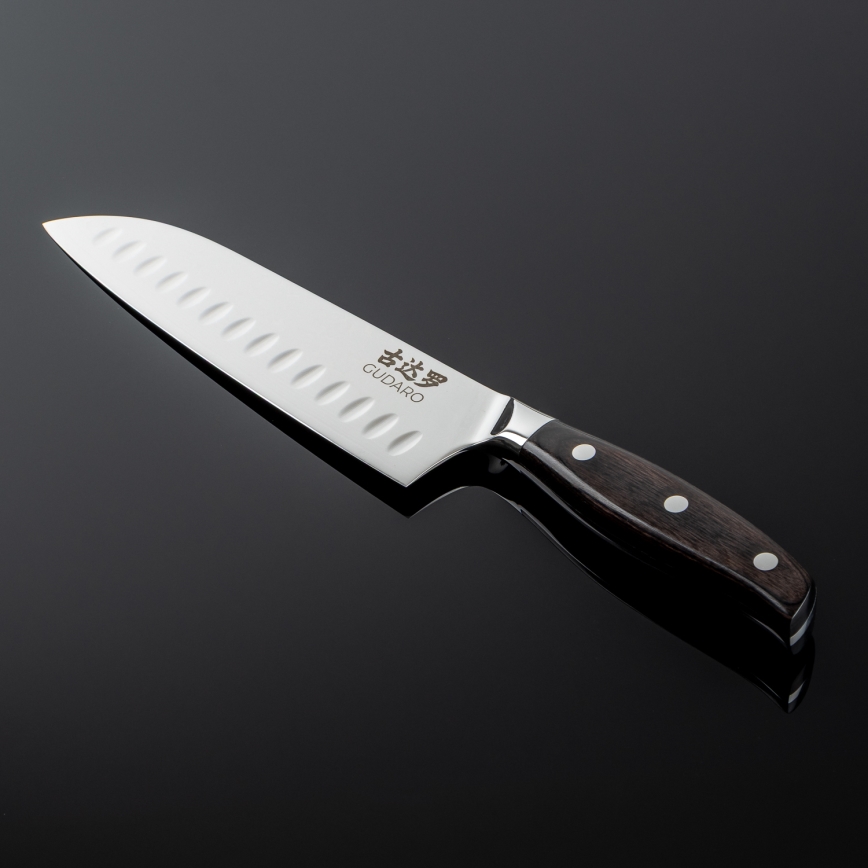 Gudaro - Santoku-køkkenkniv SHIRO i damaskusstål 7, 67-lags, længde 17,5 cm