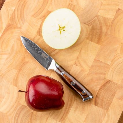 Gudaro - SÆT 1x kokkekniv i damaskusstål FENG 8, 67 lag stål, længde 20 cm + 1x Santoku-kniv i damaskusstål FENG 7,5, 67 lag stål, længde 18 cm + 1x GRATIS køkkenkniv i damaskusstål FENG 3,5, 67 lag stål, længde 9,5 cm