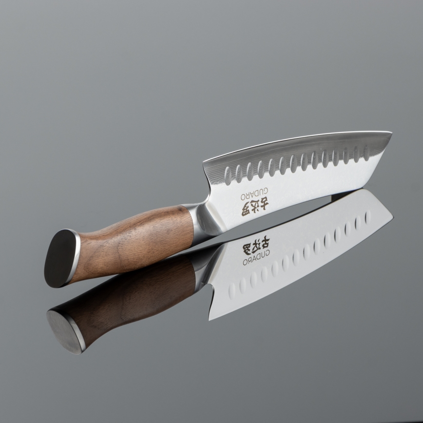 Gudaro - Sæt med 5 damaskus-køkkenknive TAKUMI + magnetisk knivholder