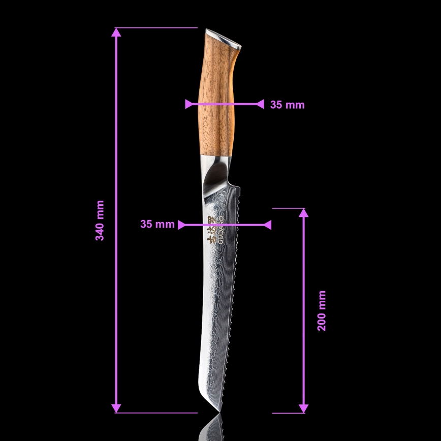 Gudaro - Sæt med 5 damaskus-køkkenknive TAKUMI + magnetisk knivholder