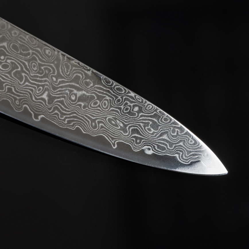Gudaro - Sæt med 5 HIKARI-køkkenknive i damaskusstål + magnetisk knivholder