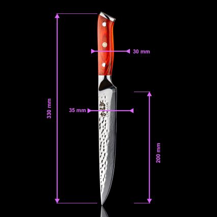 Gudaro - Sæt med 5 køkkenknive i damaskusstål MIYABI + magnetisk knivholder