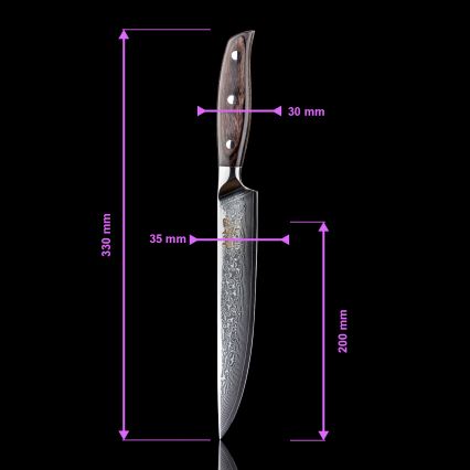 Gudaro - Sæt med 5x damaskus køkkenknive SHIRO + kniv- og saksestativ til fjerkræ