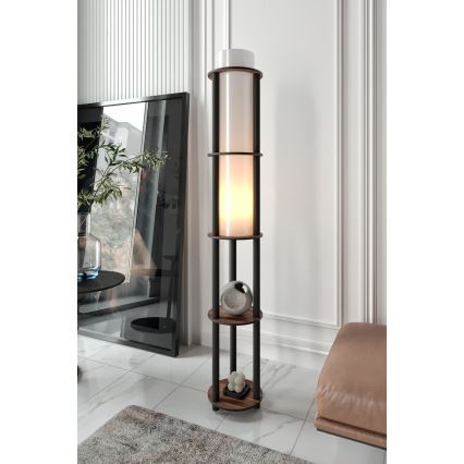 Gulvlampa med hyllor NOTO 1xE27/40W/230V brun/svart