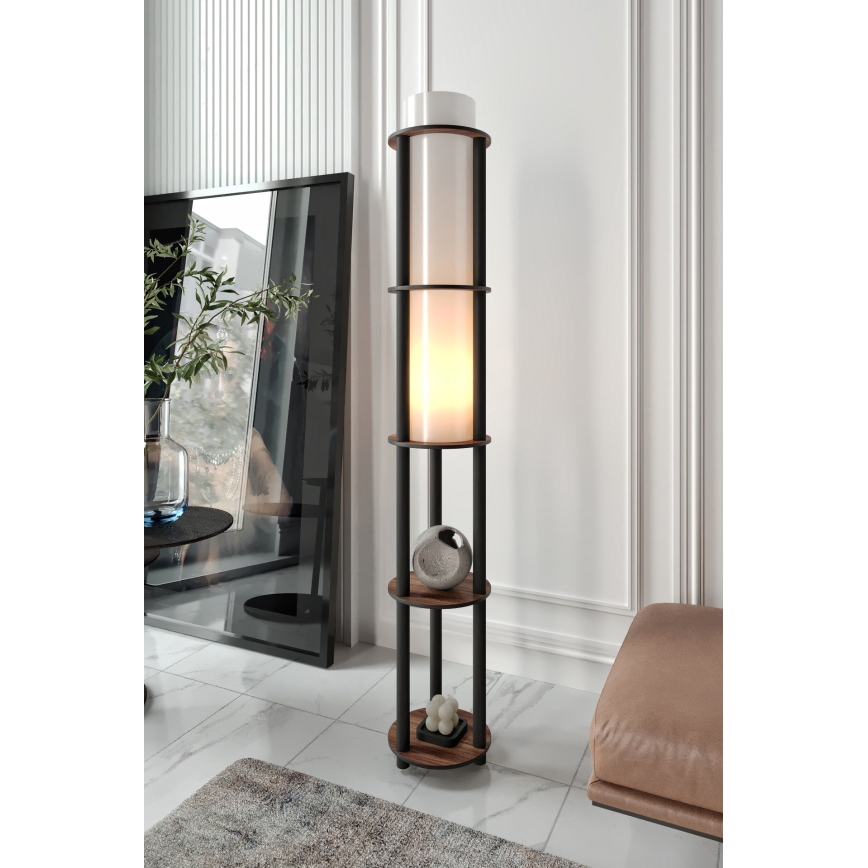 Gulvlampa med hyllor NOTO 1xE27/40W/230V brun/svart