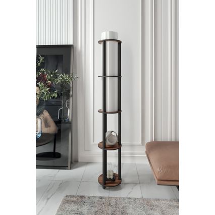 Gulvlampa med hyllor NOTO 1xE27/40W/230V brun/svart