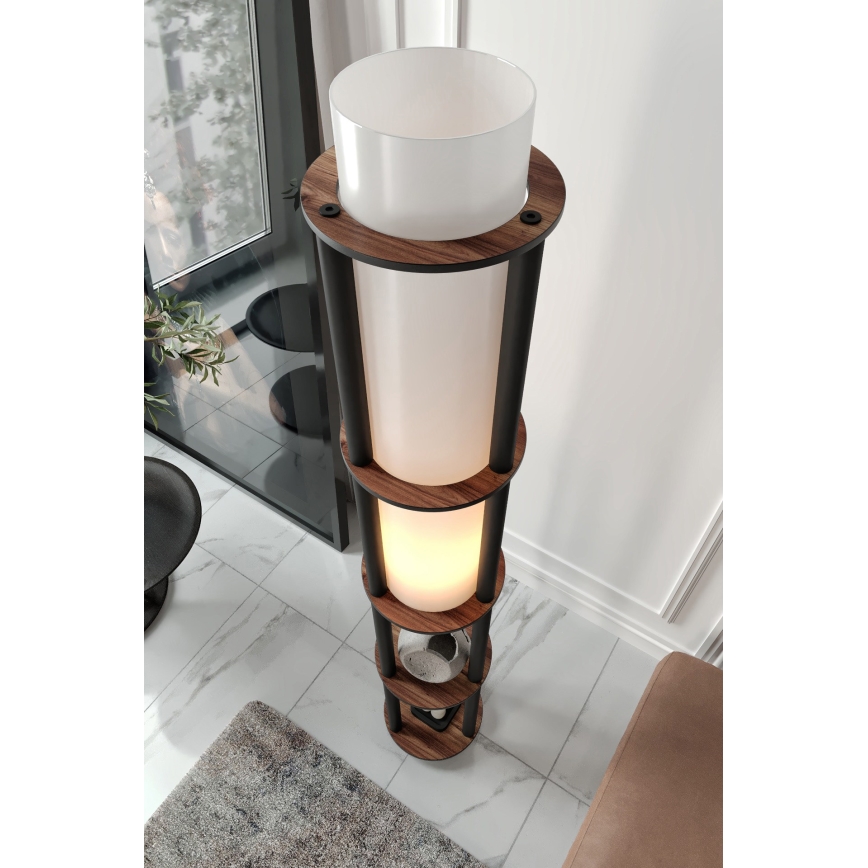 Gulvlampa med hyllor NOTO 1xE27/40W/230V brun/svart