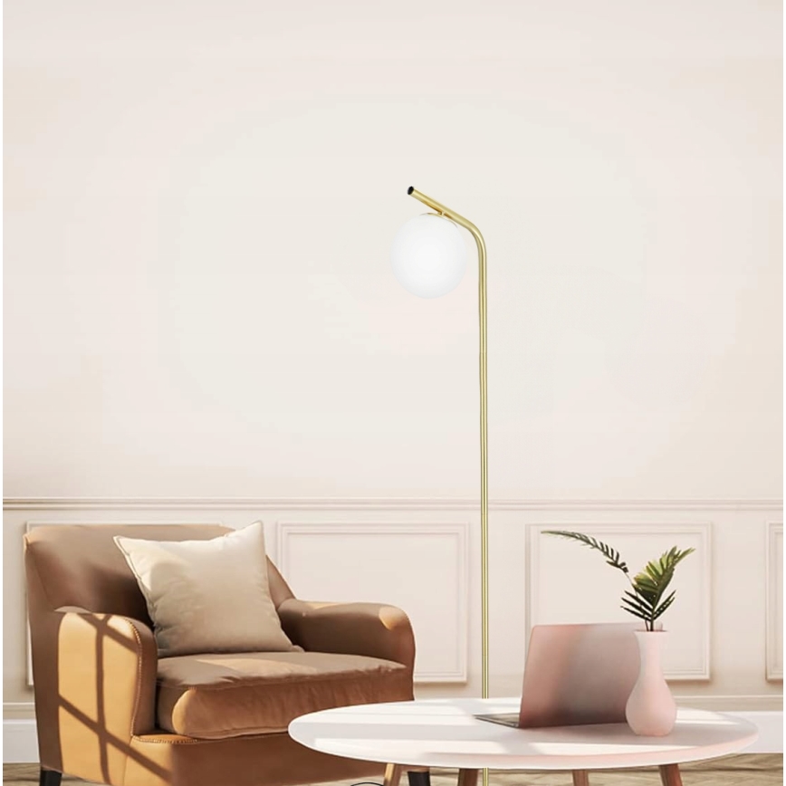 Gulvlampe 1xG9/40W/230V guld/hvid