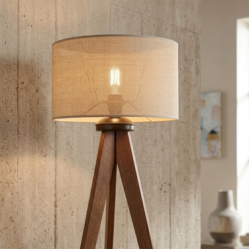 Gulvlampe AIDA 1xE27/15W/230V egetræ/raffia