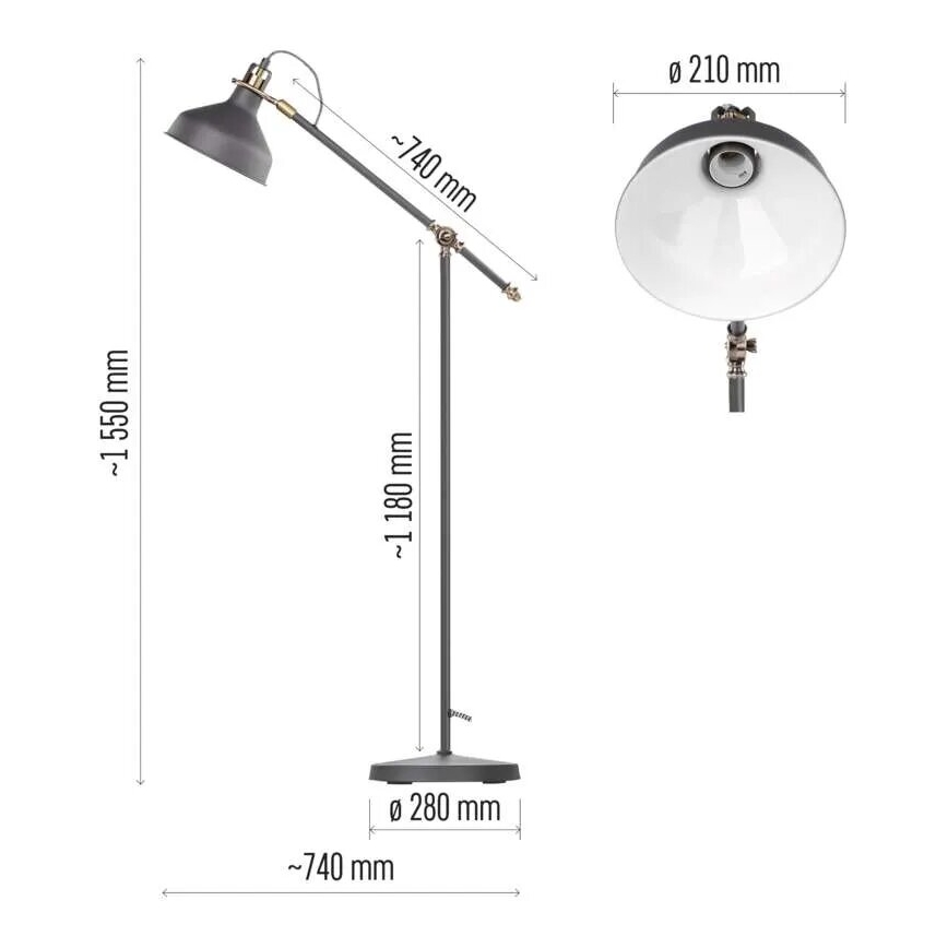 Gulvlampe ARTHUR 1xE27/25W/230V grå