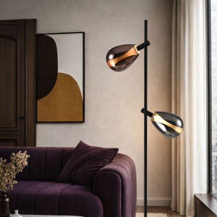 Gulvlampe DENSO 2xG9/5W/230V sort krom/kobber