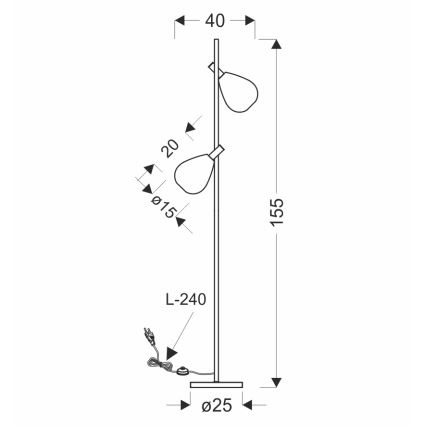 Gulvlampe DENSO 2xG9/5W/230V sort krom/kobber