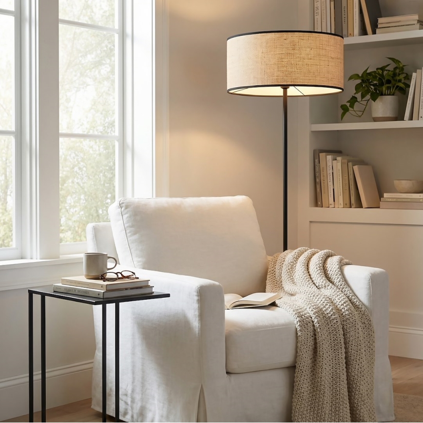 Gulvlampe ECO 1xE27/15W/230V beige/rattan