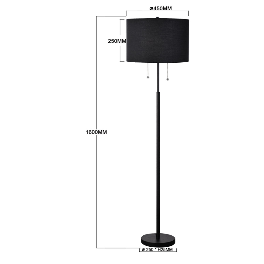 Gulvlampe FOGO, 2x E27, 15 W, 230 V, sort