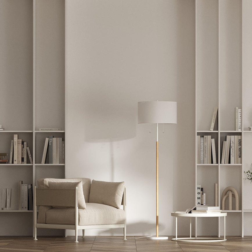 Gulvlampe FOGO 2xE27/15W/230V hvid/beige