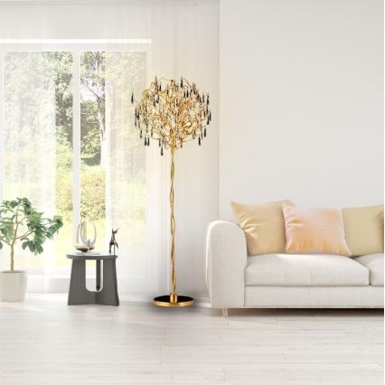 Gulvlampe i krystal 5xG9/40W/230V guldfarvet