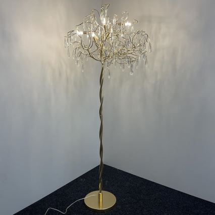 Gulvlampe i krystal 5xG9/40W/230V guldfarvet