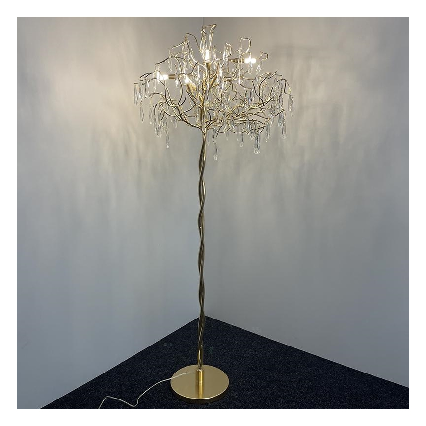 Gulvlampe i krystal 5xG9/40W/230V guldfarvet
