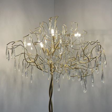 Gulvlampe i krystal 5xG9/40W/230V guldfarvet