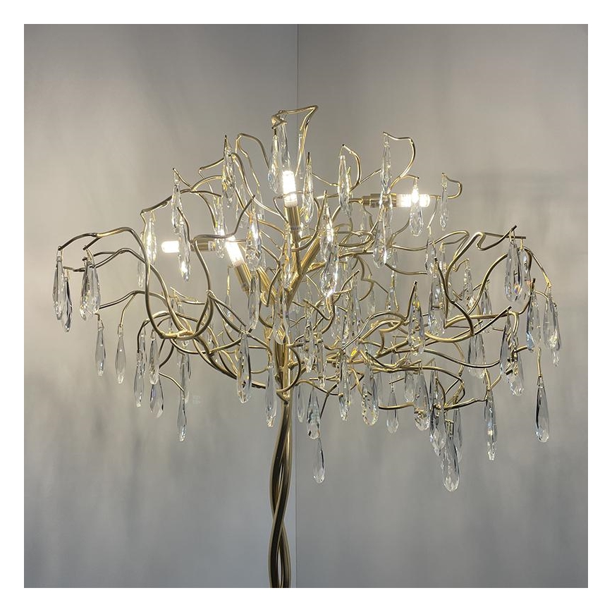 Gulvlampe i krystal 5xG9/40W/230V guldfarvet