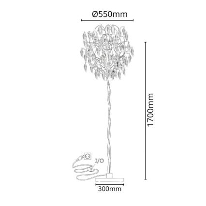 Gulvlampe i krystal 5xG9/40W/230V sort
