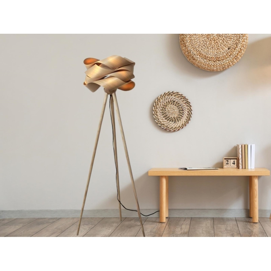 Gulvlampe i træ 1xE27/60W/230V massiv/finér/ask