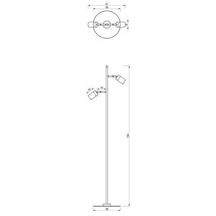 Gulvlampe JOKER 2xGU10/25W/230V hvid/guldfarvet