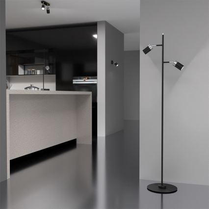 Gulvlampe JOKER 2xGU10/25W/230V sort/skinnende krom