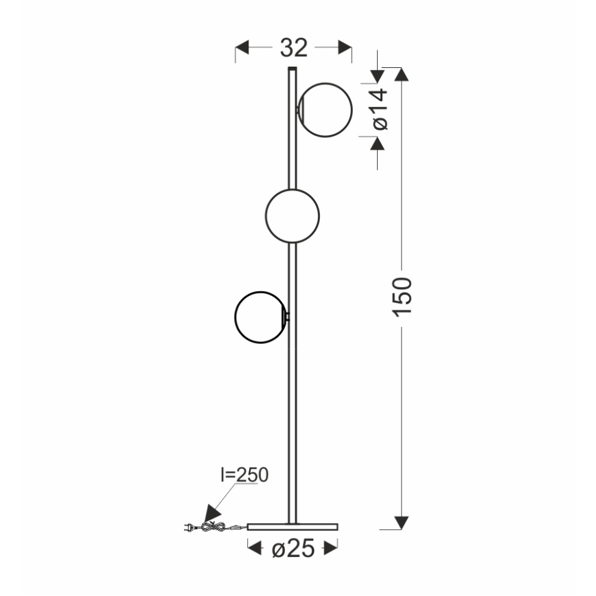 Gulvlampe KAMA 3xG9/28W/230V sort/røget sort
