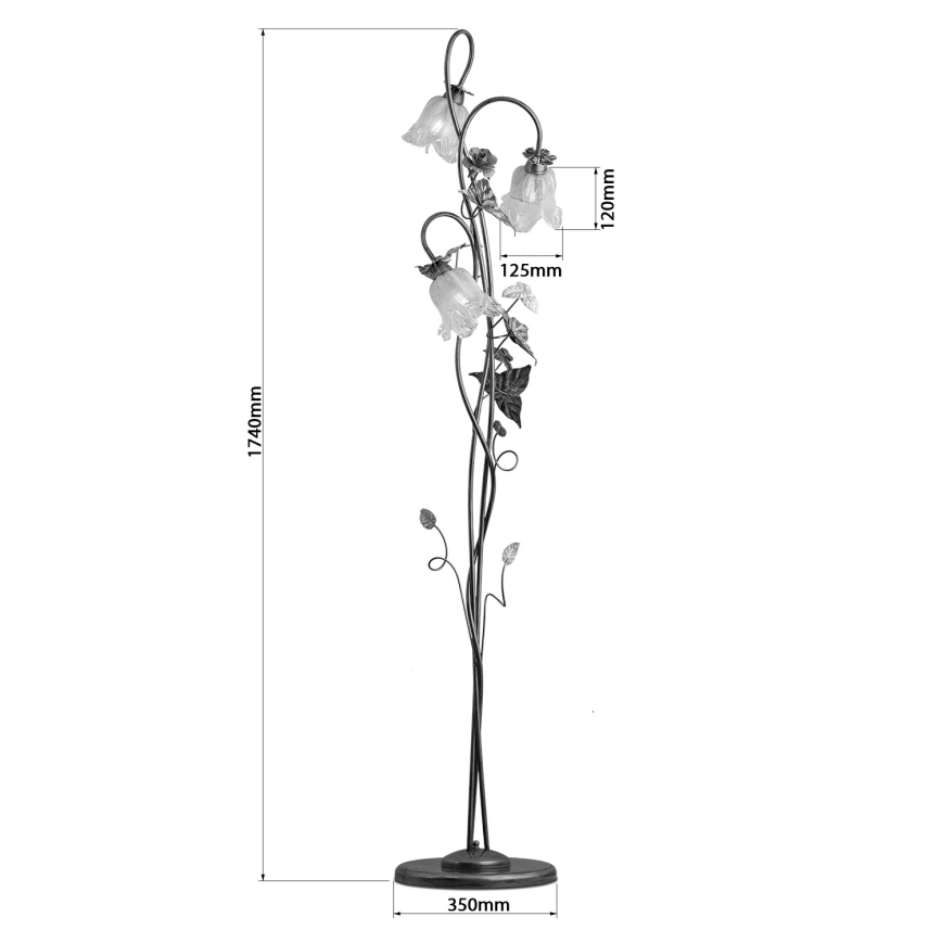 Gulvlampe KATERINA 3xE14/40W/230V Murano-glas