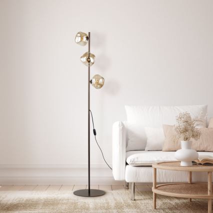 Gulvlampe LAVA 3xG9/8W/230V bronzefarvet/røget beige