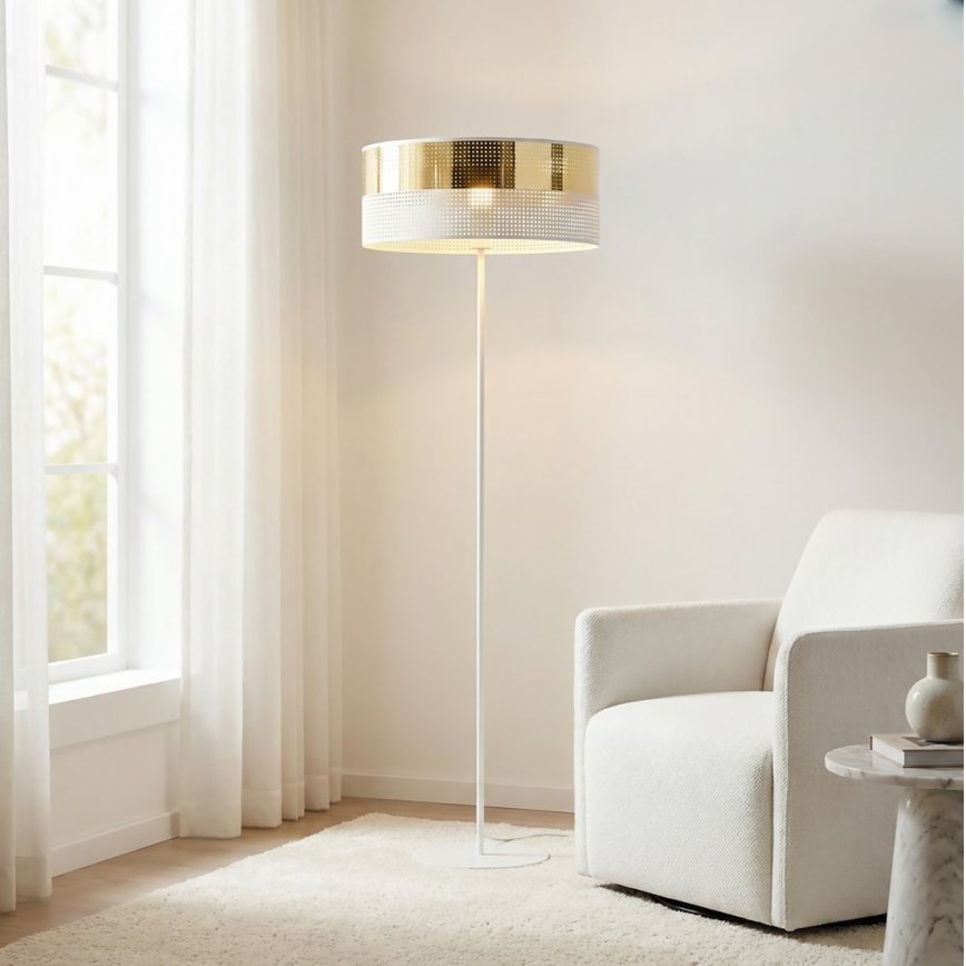 Gulvlampe LUX 1xE27/15W/230V hvid/guld