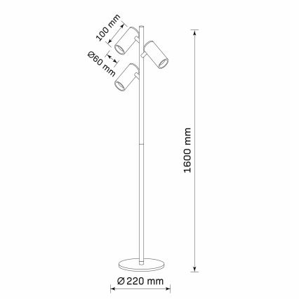 Gulvlampe MARIBEL 3xGU10/12W/230V sort