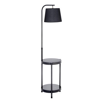 Gulvlampe med bord 1xE27/60W/230V USB sort