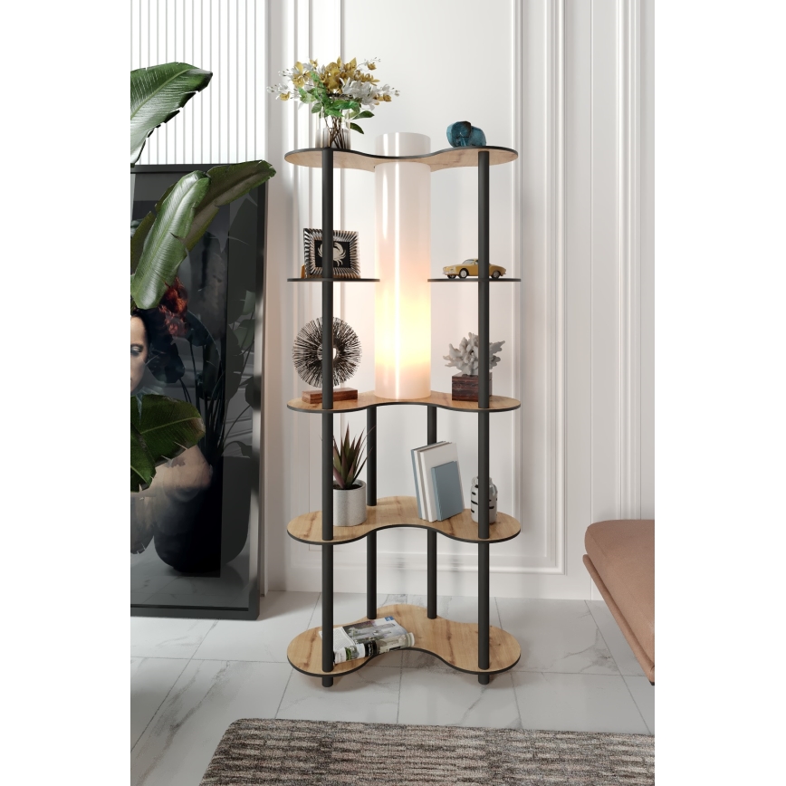 Gulvlampe med hylder 1xE27/40W/230V 150 cm sort/beige