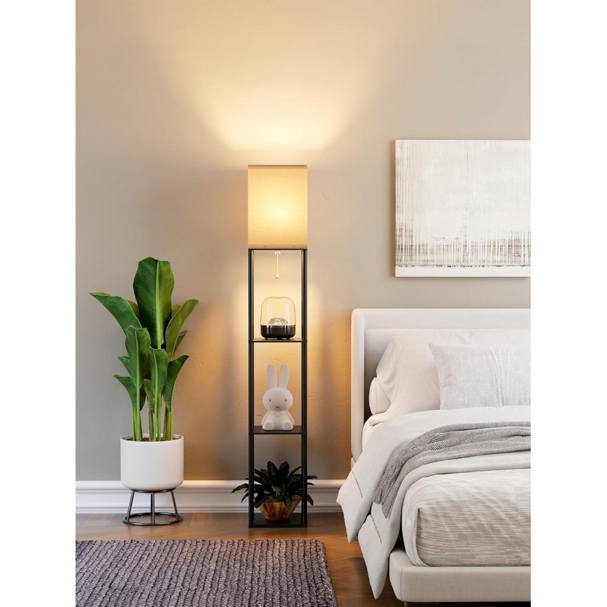 Gulvlampe med hylder 1xE27/40W/230V sort/hvid