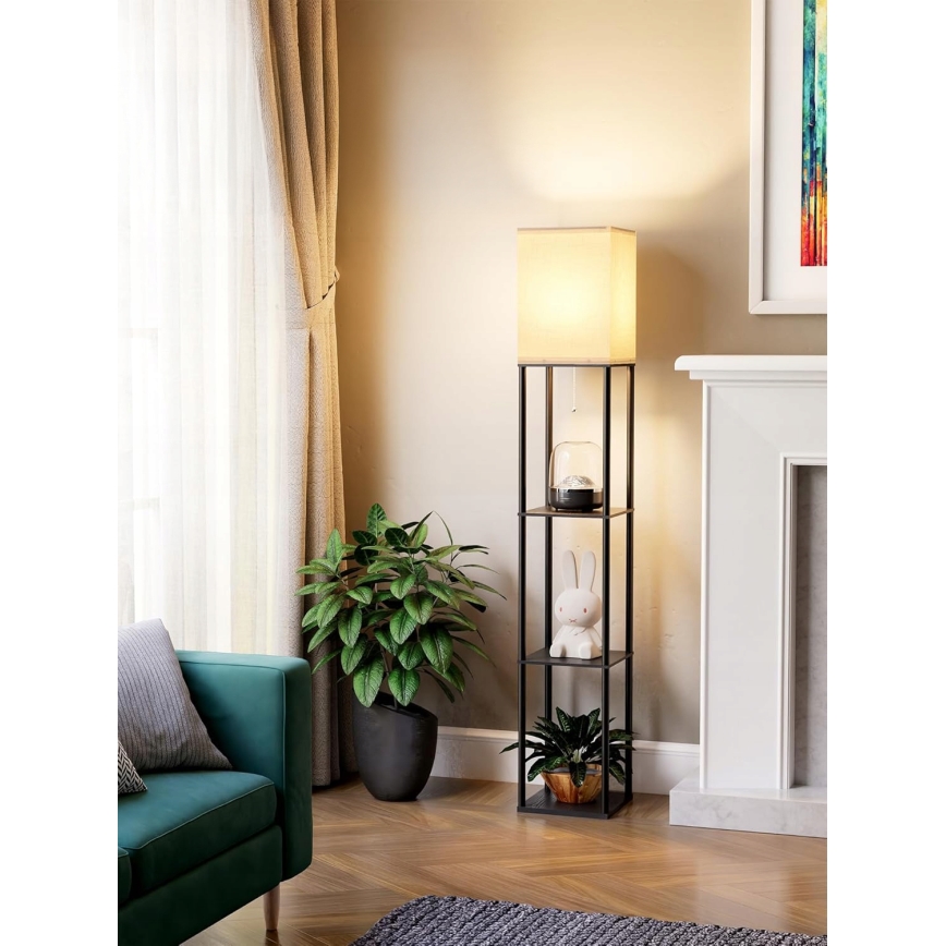 Gulvlampe med hylder 1xE27/40W/230V sort/hvid