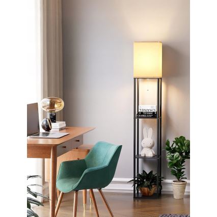 Gulvlampe med hylder 1xE27/40W/230V sort/hvid