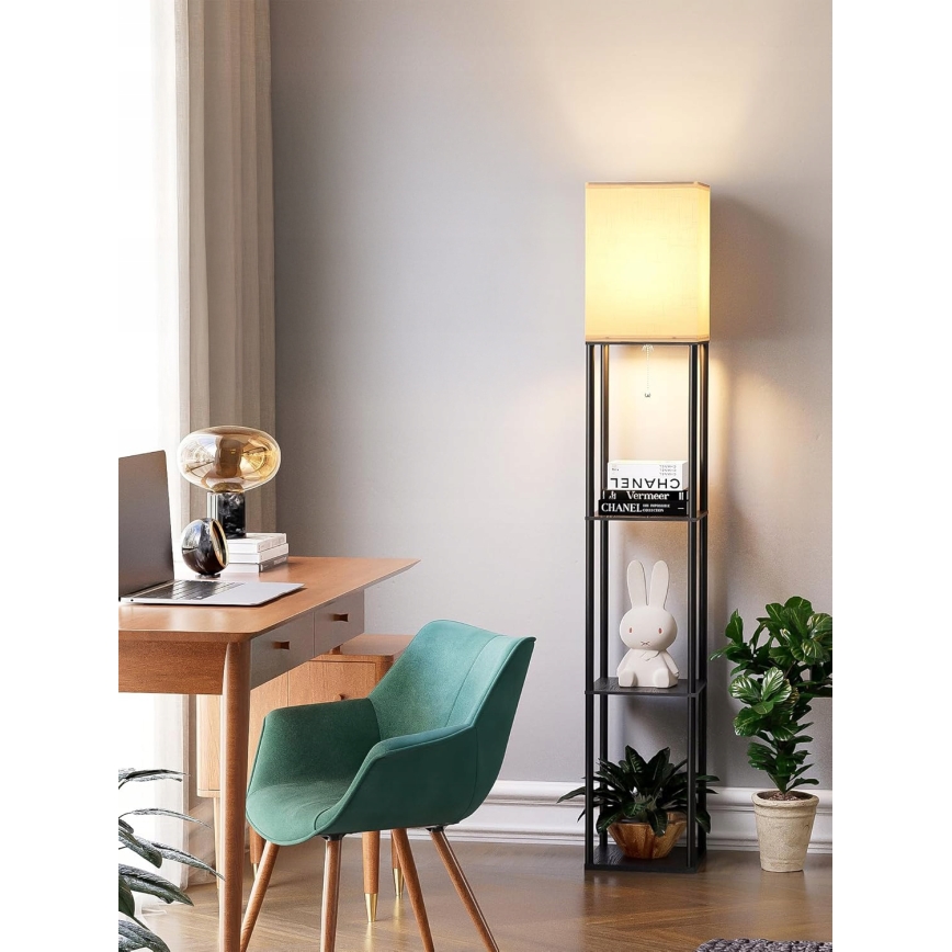 Gulvlampe med hylder 1xE27/40W/230V sort/hvid