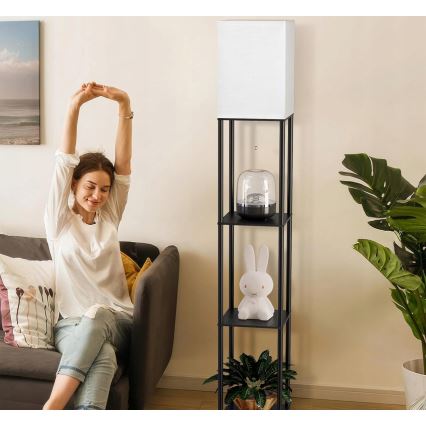 Gulvlampe med hylder 1xE27/40W/230V sort/hvid