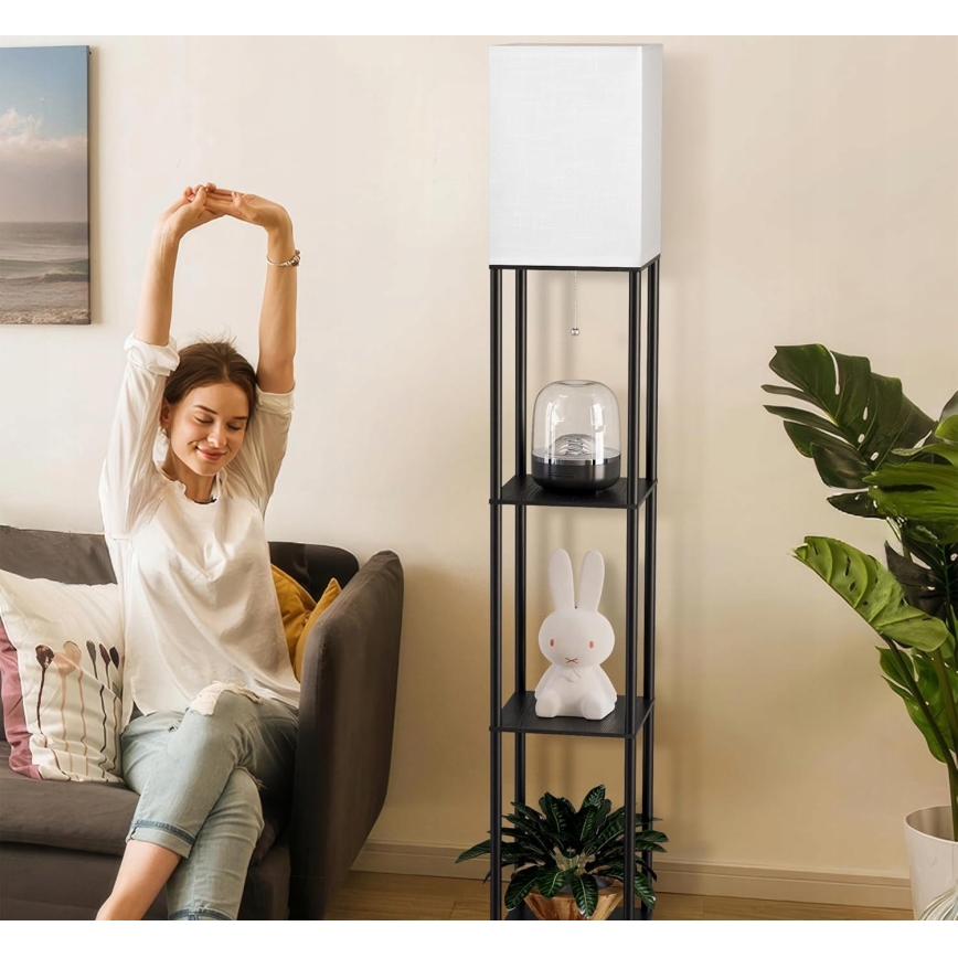 Gulvlampe med hylder 1xE27/40W/230V sort/hvid