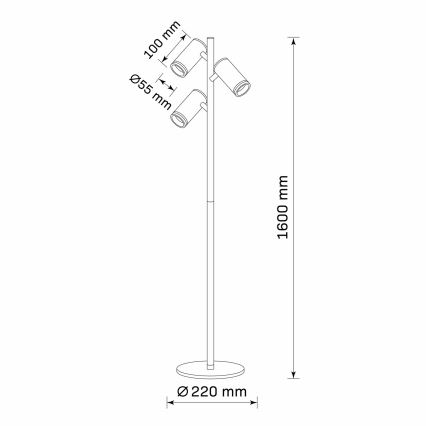 Gulvlampe PARIS 3xGU10/12W/230V sort