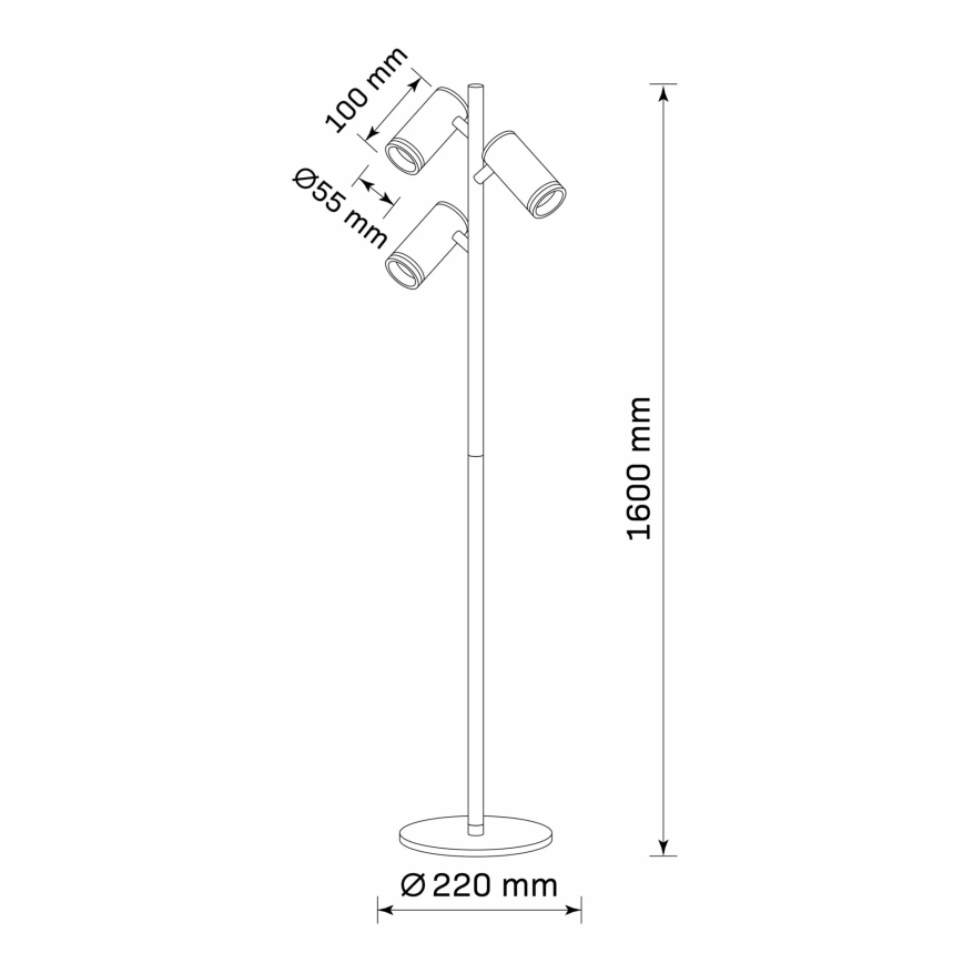 Gulvlampe PARIS 3xGU10/12W/230V sort