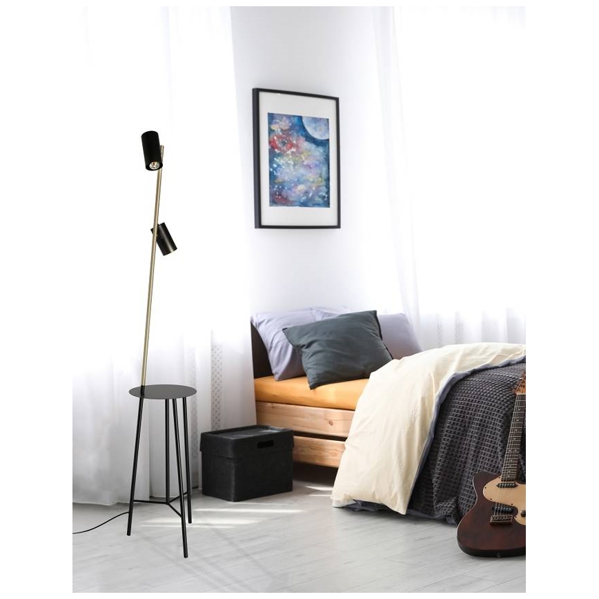 Gulvlampe PERRET 2xGU10/15W/230V sort/gylden