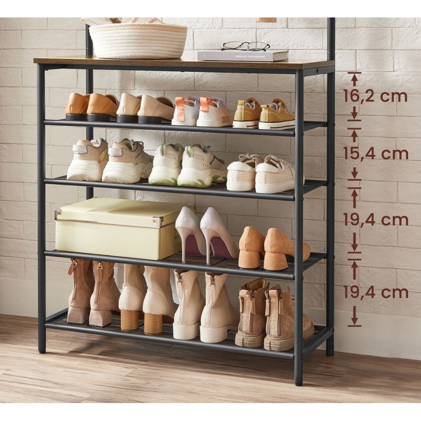 Gulvstående knagerække NAVOR, brun/sort